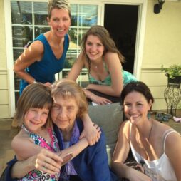 with my mother and 3 daughters