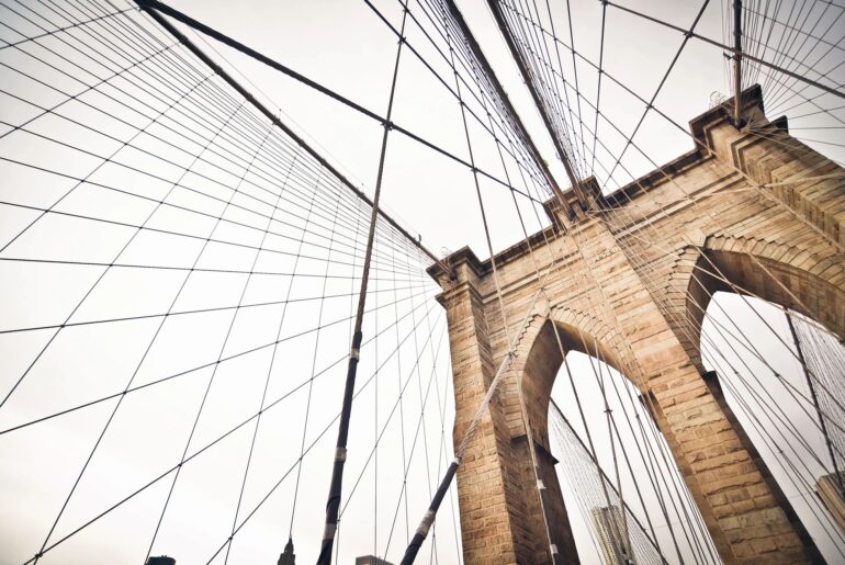 lines holding up an old bridge